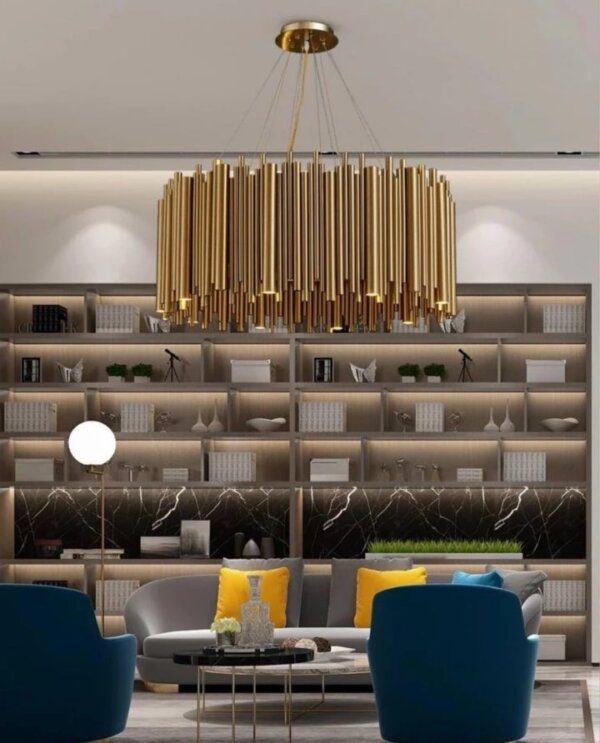 Gold fluted piano lamp