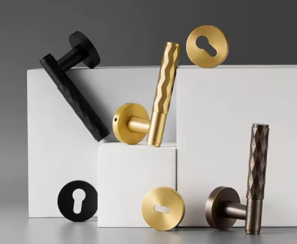 Luxury Diamond Pattern gold Door Locks Set Handle