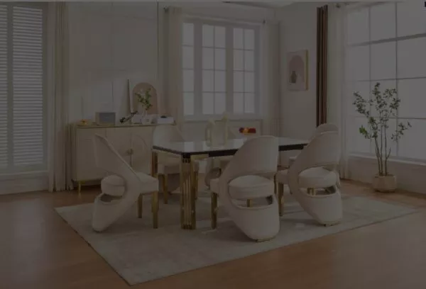 Milano dining table and chairs set cream