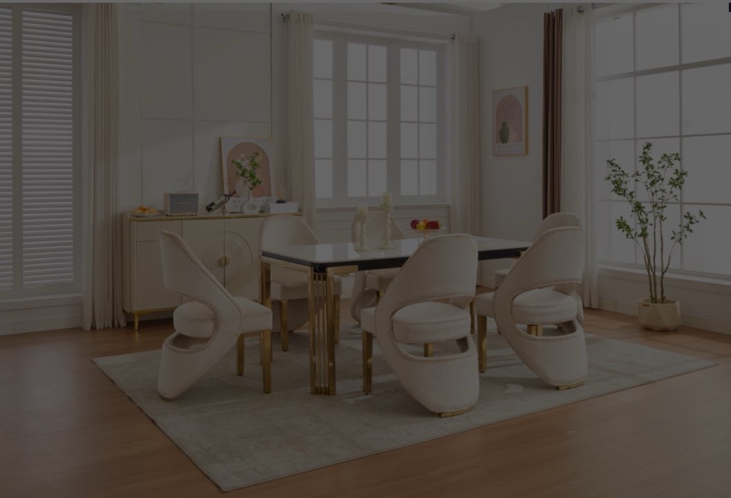 Milano dining table and chairs set cream