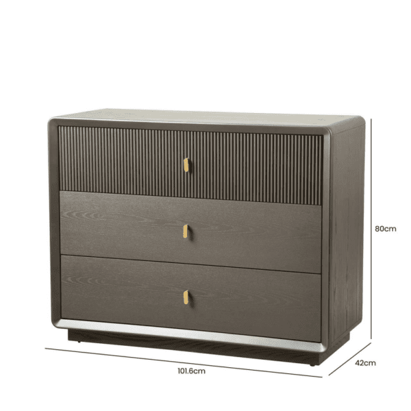 Emily Smoke Grey Elm 3 Drawer Chest