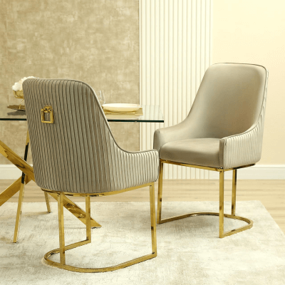 Lucy Taupe Velvet Dining Chair with Gold Legs
