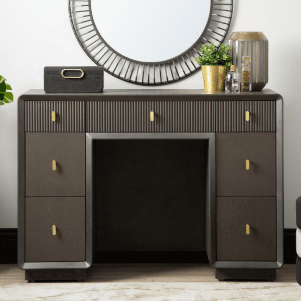 Emily Smoke Grey Elm 7 Drawer Dressing Table