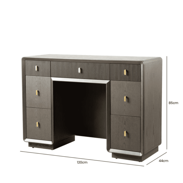 Emily Smoke Grey Elm 7 Drawer Dressing Table