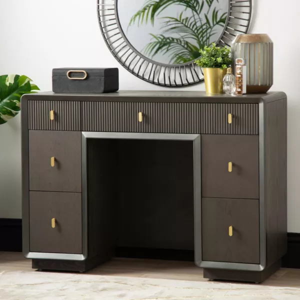 Emily Smoke Grey Elm 7 Drawer Dressing Table