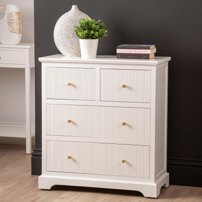 London4 Drawer Chest Cabinet White with Gold Handles