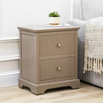 London 2 Drawer Bedside Cabinet Taupe