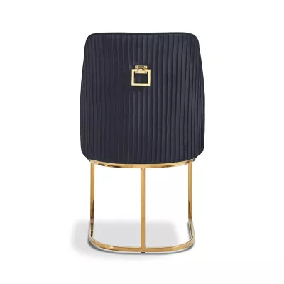 Lucy Black Velvet Dining Chair with Gold Legs