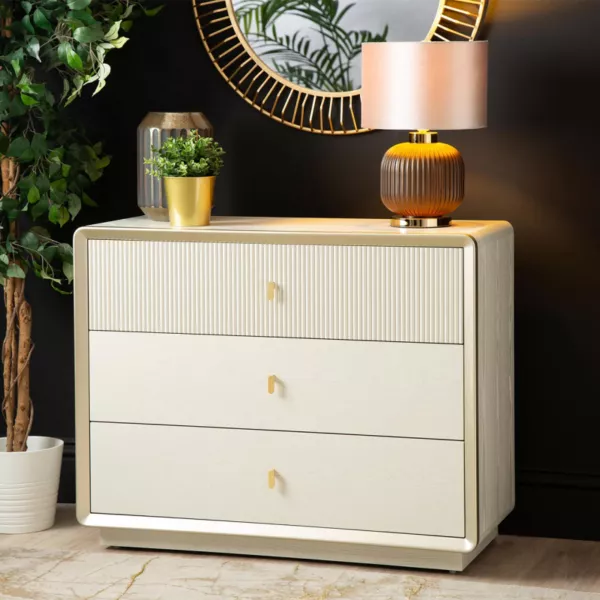Emily Cream Elm 3 Drawer Chest