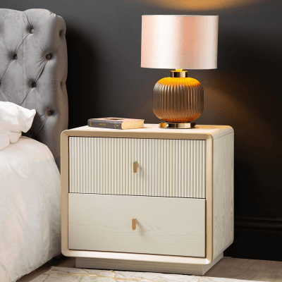 Emily Cream 2 Drawer bedside Cabinet