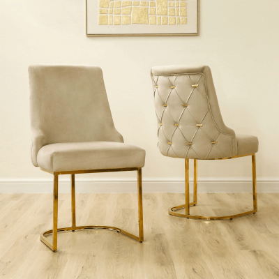 Kyle Taupe Velvet Dining Chair with Gold Legs