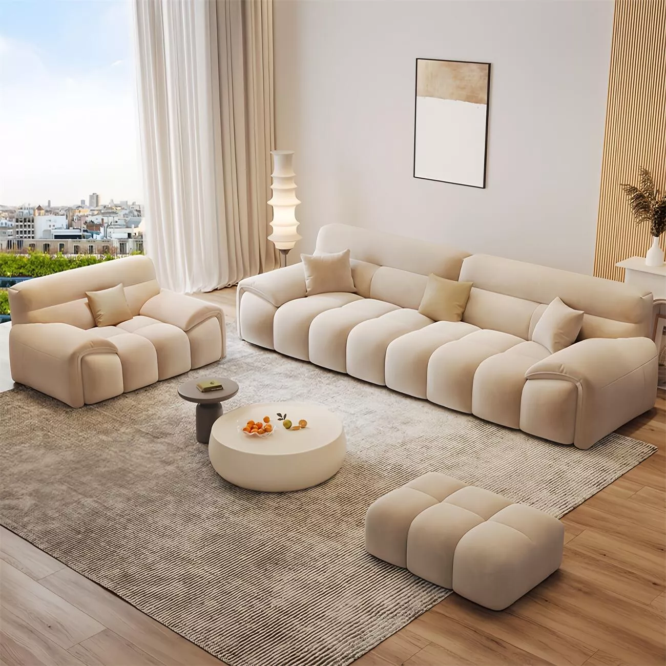 Luxury Fabric Cloud Shaped Sofa set