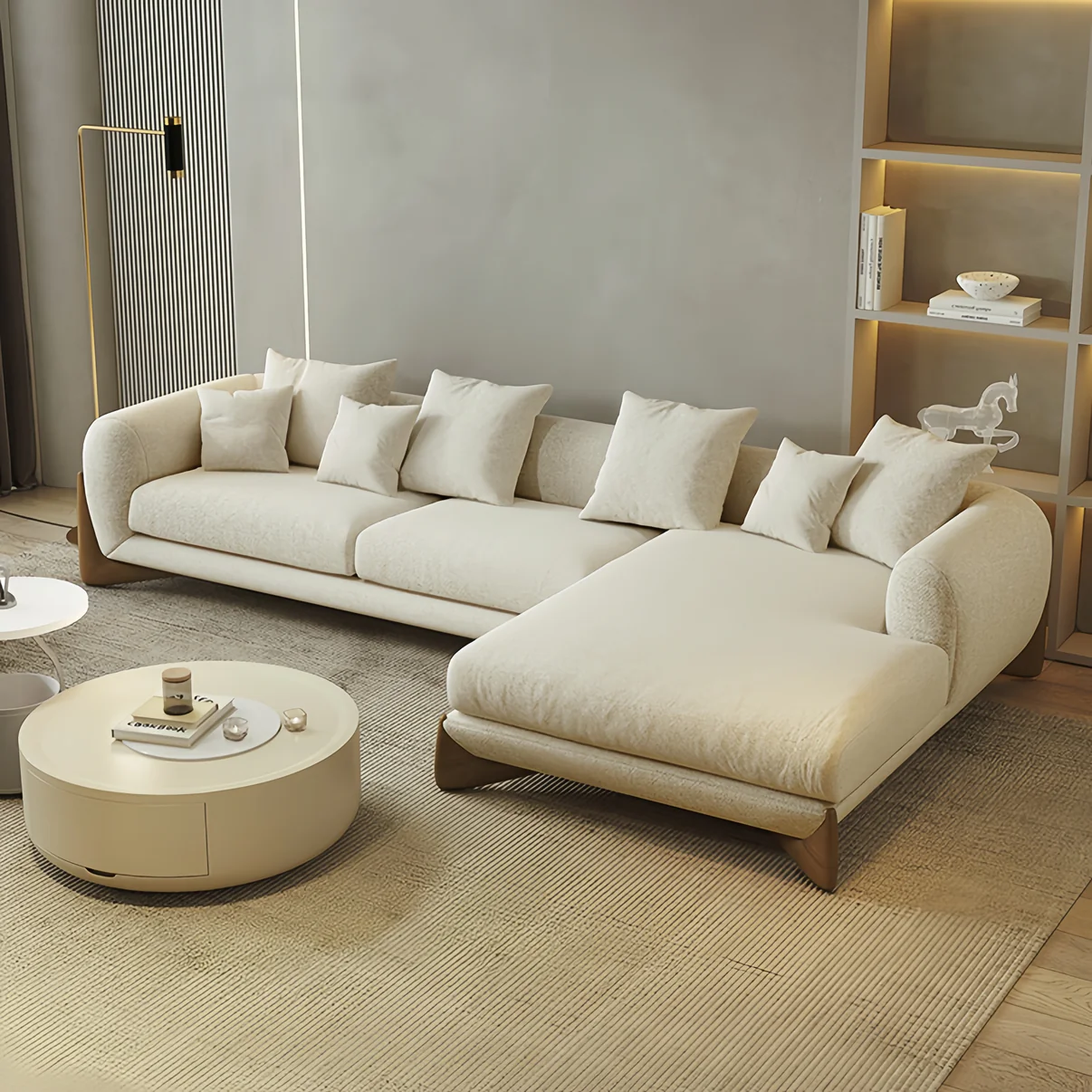 Furniture Fleece Fabric Overstuffed Multifunction Sofa set