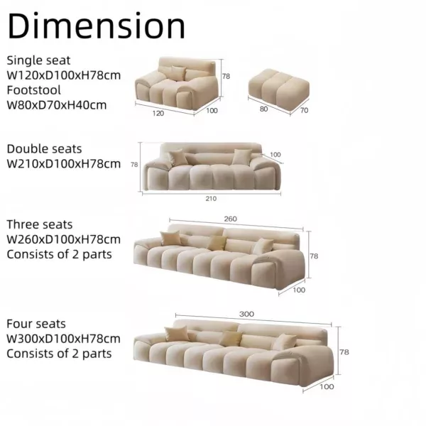 Luxury Fabric Cloud Shaped Sofa set