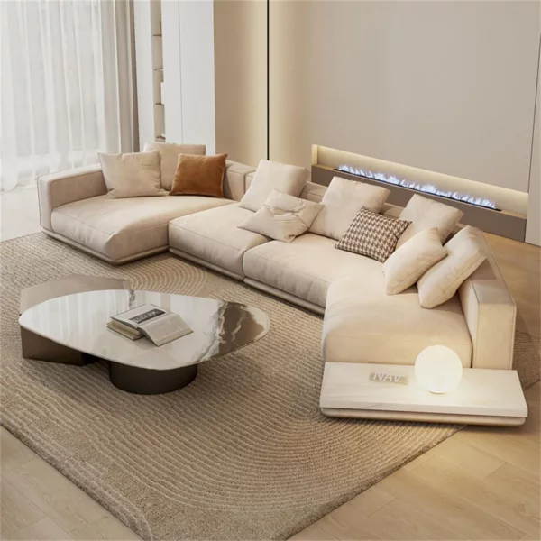 Luxury Linen Cotton Fabric Cloud Shaped Sofa set for Livingroom